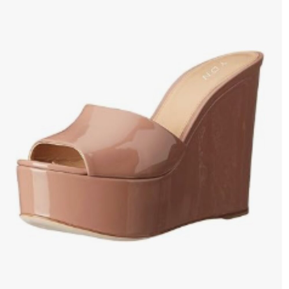 YDN Blush Patent Platform Wedge Sandals